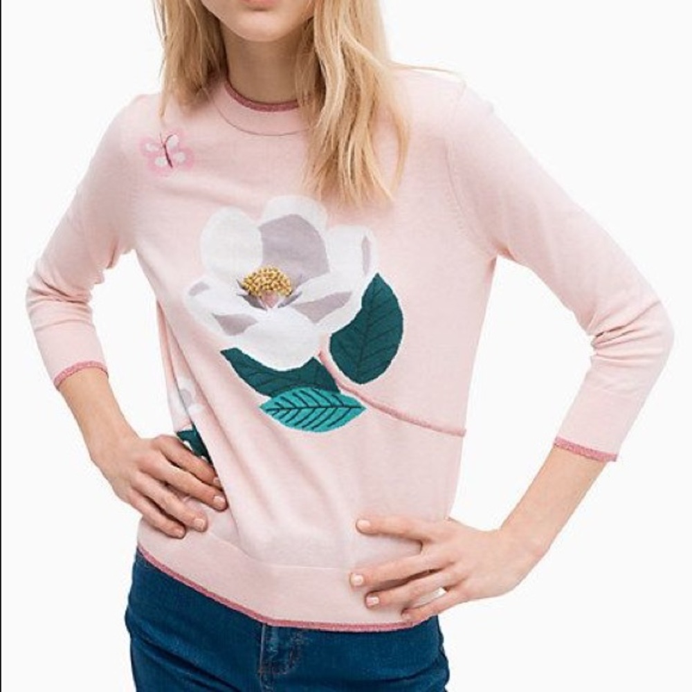 Kate Spade RARE magnolia flower swamp sweater nwt